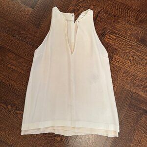 A.L.C. White Silk Tank Top with Silver Grommet Detail – Size 0
